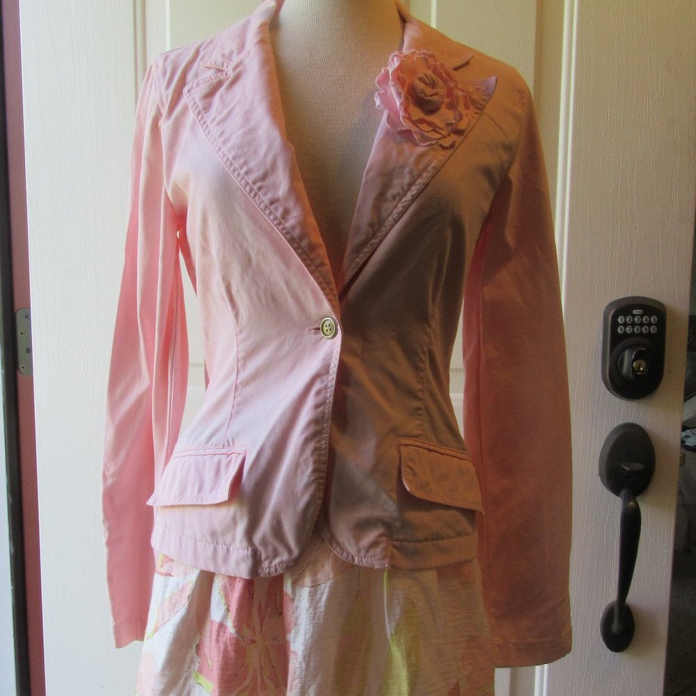 Glinda Pink Vintage Cotton Eivissa Fitted Jacket Size 6